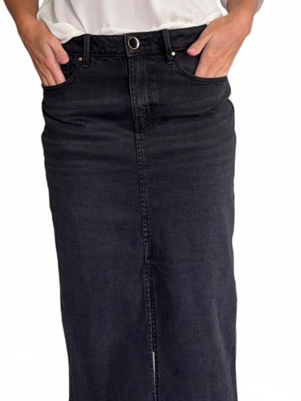 ANN TAYLOR WEEKEND slit front denim midi skirt (sz12)